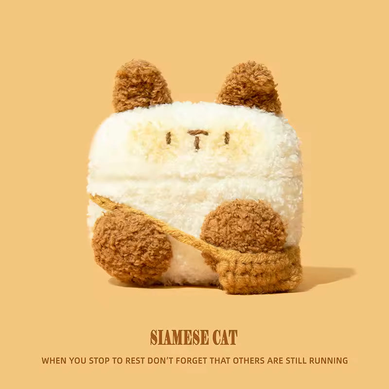 Siamese Cat Plush Earbuds Case